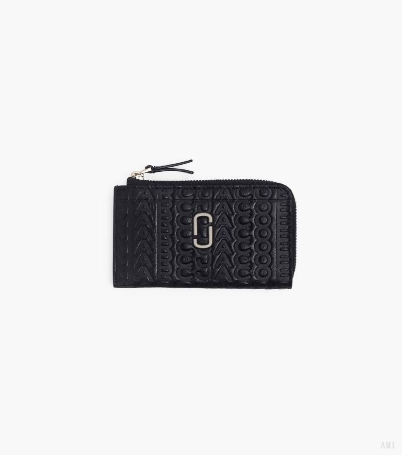 Marc Jacobs | The Monogram Debossed J Marc Top Zip Multi Wallet - Black