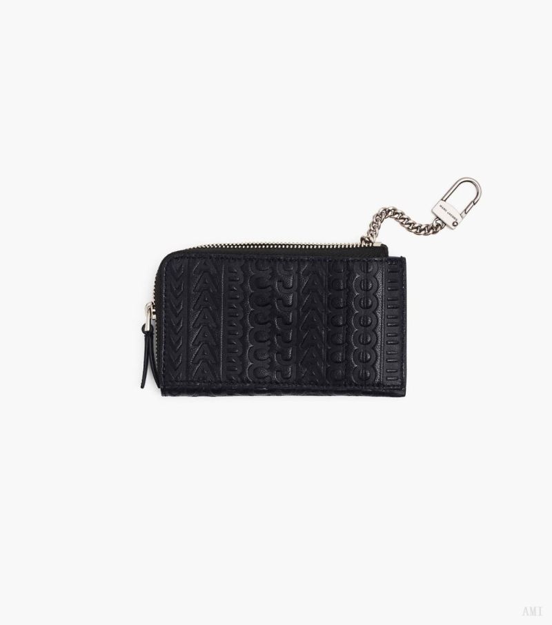 Marc Jacobs | The Monogram Debossed J Marc Top Zip Multi Wallet - Black