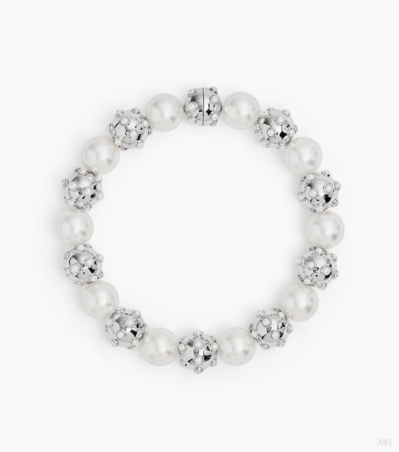 Marc Jacobs | The Pearl Dot Statement Necklace - White/Silver