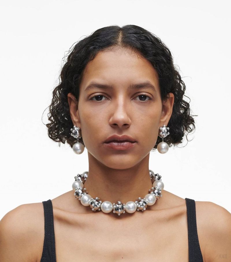 Marc Jacobs | The Pearl Dot Statement Necklace - White/Silver