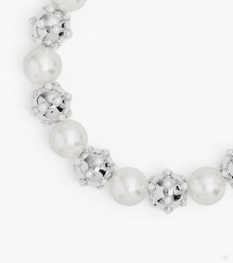 Marc Jacobs | The Pearl Dot Statement Necklace - White/Silver