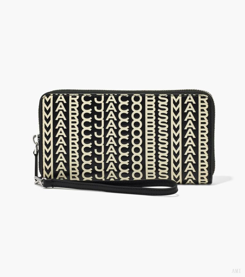 Marc Jacobs | The Monogram Leather Continental Wristlet Wallet - Black/White - Click Image to Close