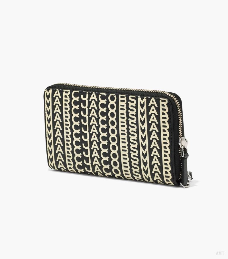 Marc Jacobs | The Monogram Leather Continental Wristlet Wallet - Black/White