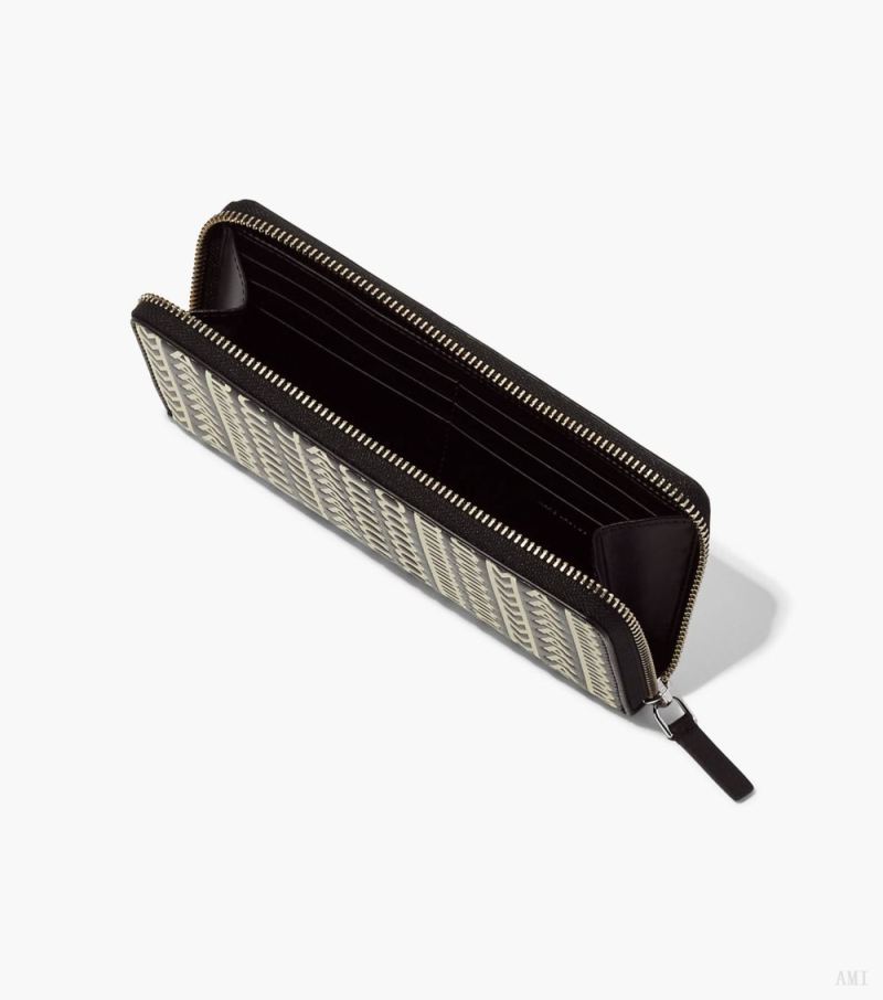 Marc Jacobs | The Monogram Leather Continental Wristlet Wallet - Black/White