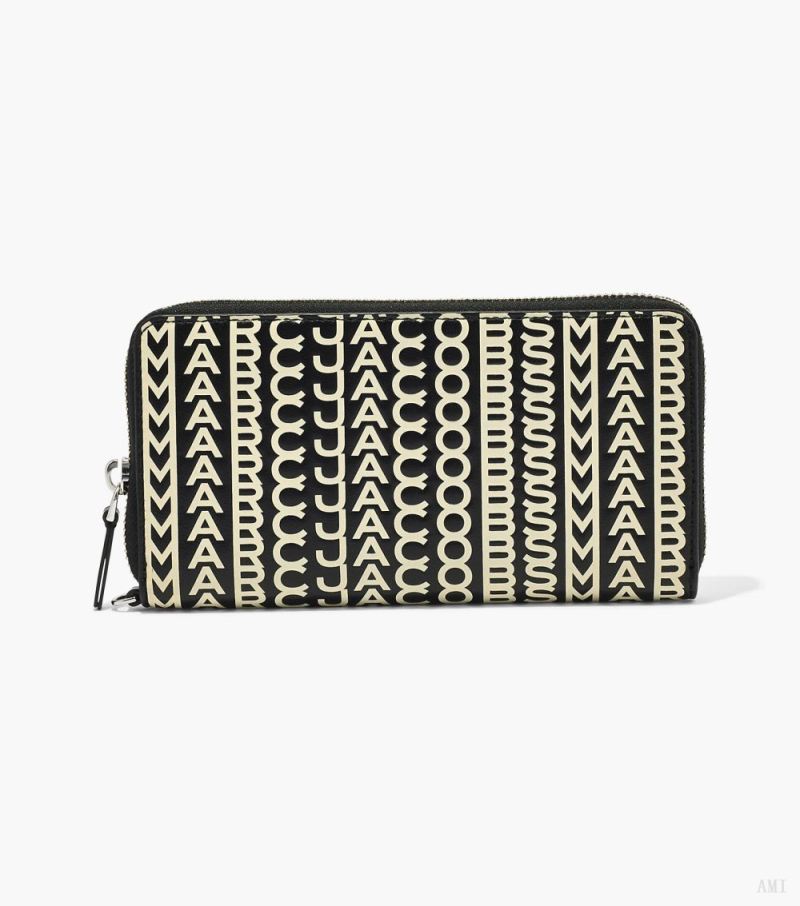 Marc Jacobs | The Monogram Leather Continental Wristlet Wallet - Black/White