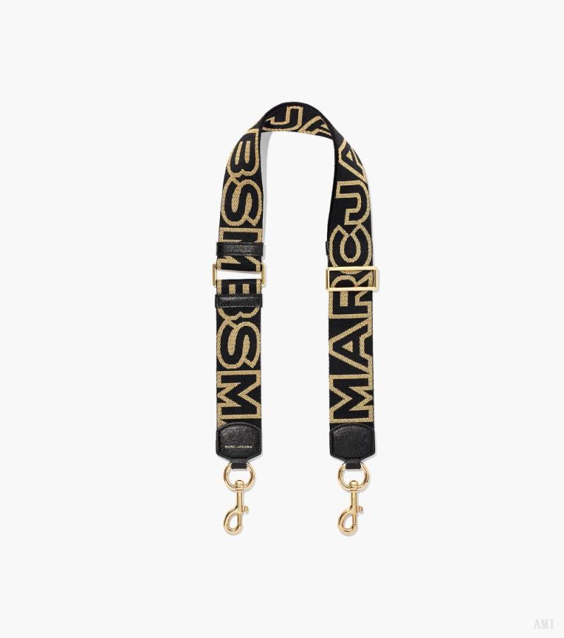 Marc Jacobs | The Outline Logo Webbing Strap - Black/Gold