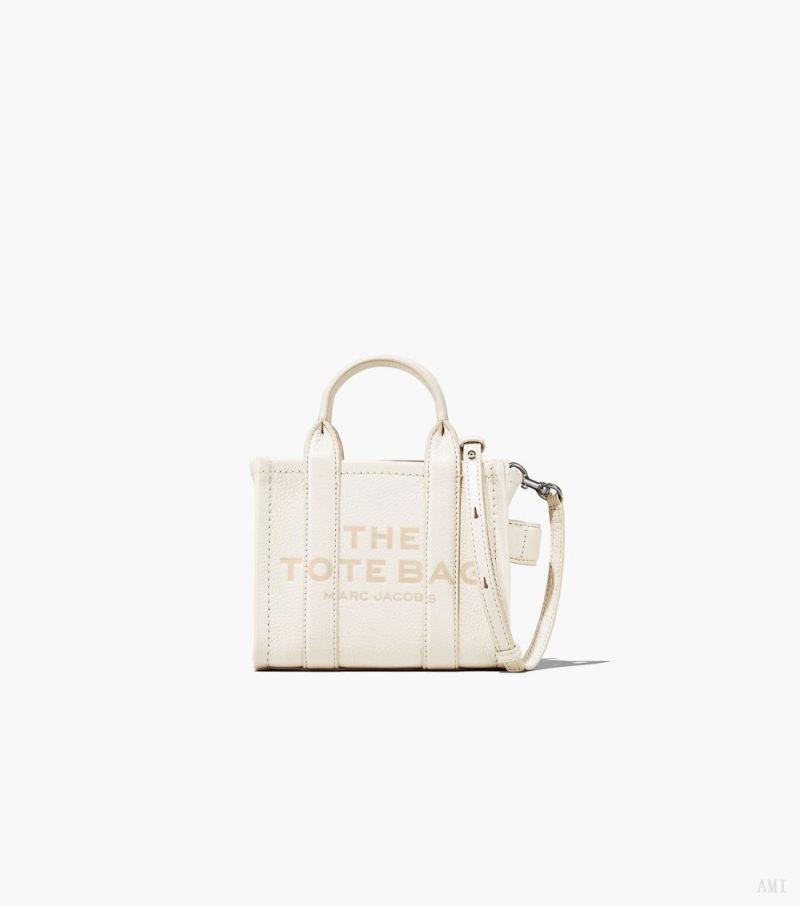 Marc Jacobs | The Leather Mini Tote Bag - Cotton/Silver - Click Image to Close