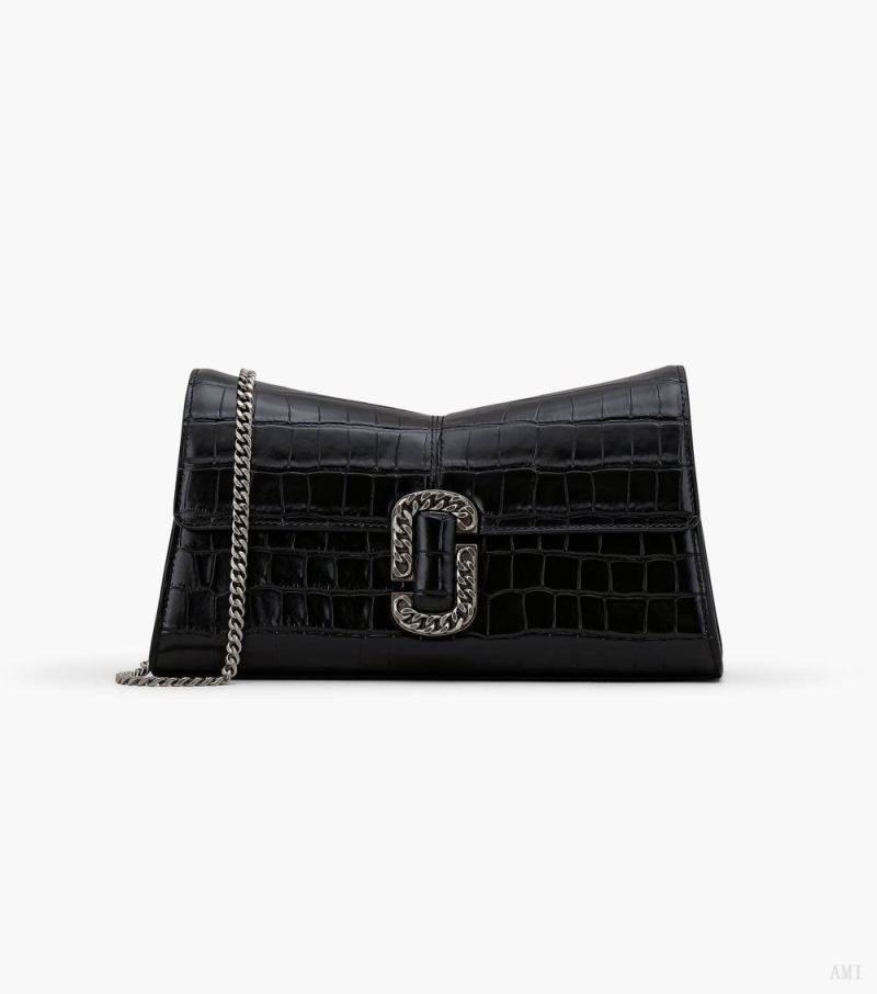 Marc Jacobs | The Croc-Embossed St. Marc Convertible Clutch - Black