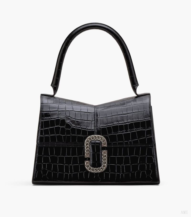 Marc Jacobs | The Croc-Embossed St. Marc Large Top Handle - Black