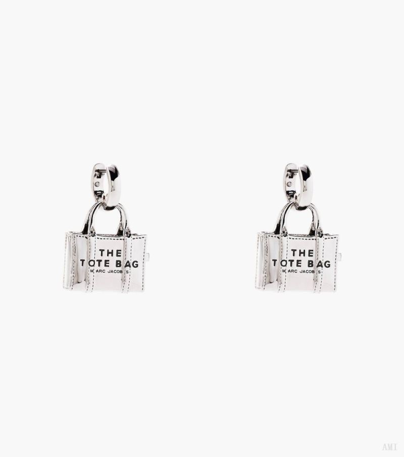 Marc Jacobs | The Tote Bag Charm Earrings - Light Antique Silver - Click Image to Close