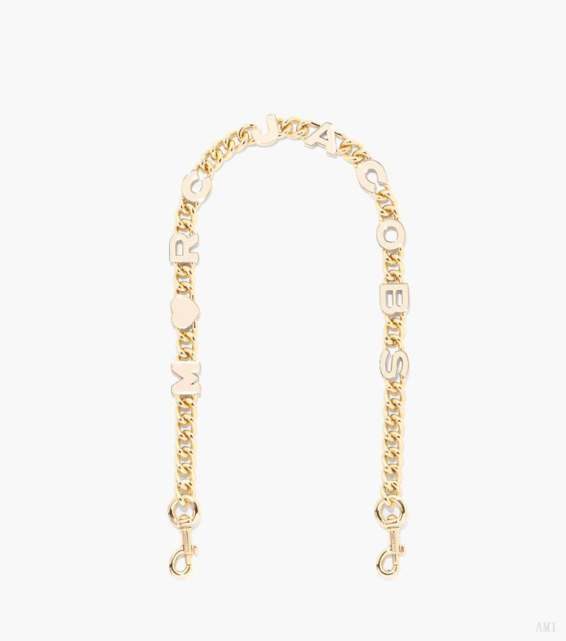 Marc Jacobs | The Heart Charm Chain Shoulder Strap - Cloud White/Gold