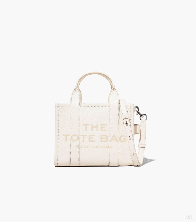 Marc Jacobs | The Leather Small Tote Bag - Cotton/Silver - Click Image to Close