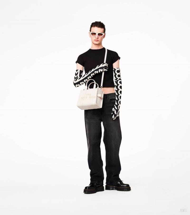 Marc Jacobs | The Leather Small Tote Bag - Cotton/Silver