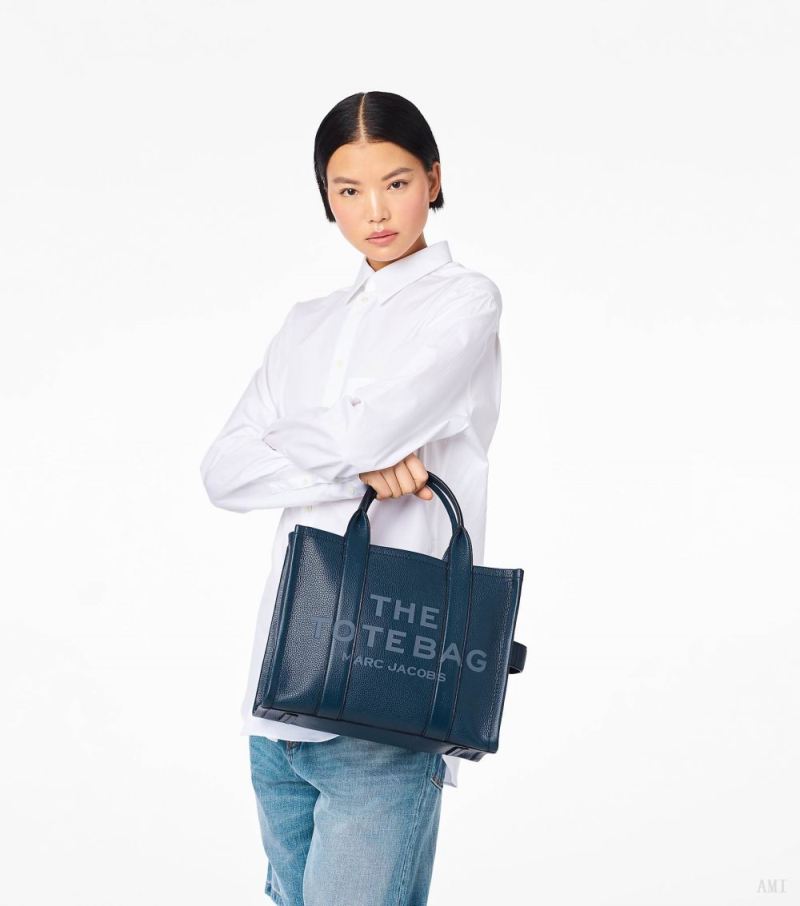 Marc Jacobs | The Leather Medium Tote Bag - Blue Sea