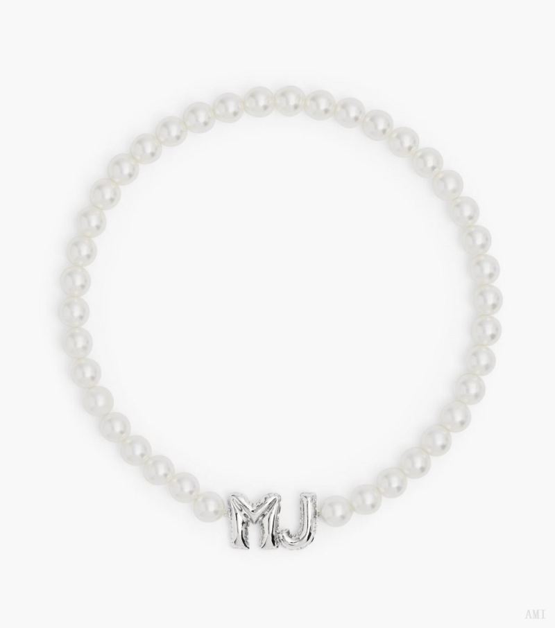 Marc Jacobs | The Marc Jacobs Balloon Pearl Necklace - White/Silver - Click Image to Close