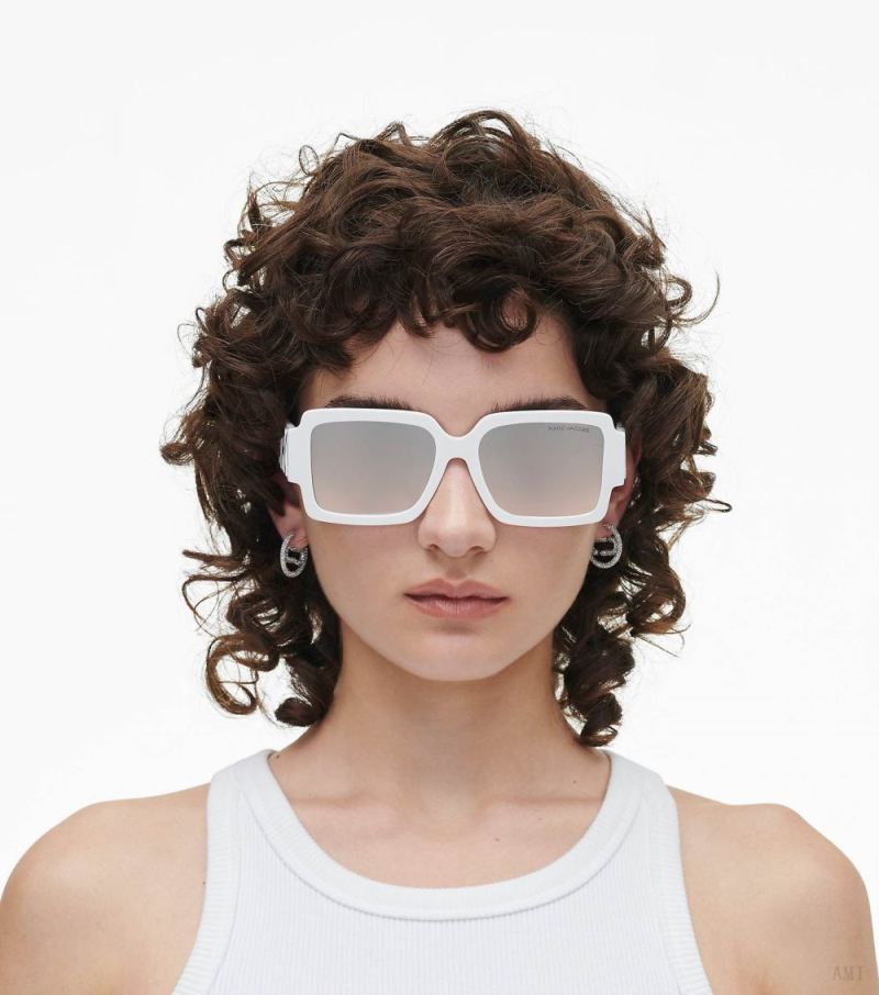 Marc Jacobs | The Square Mirrored Sunglasses - White/Grey