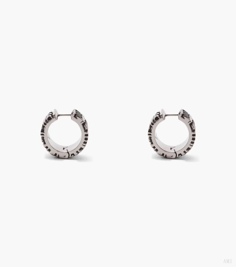 Marc Jacobs | The Monogram Engraved Hoops - Aged Silver