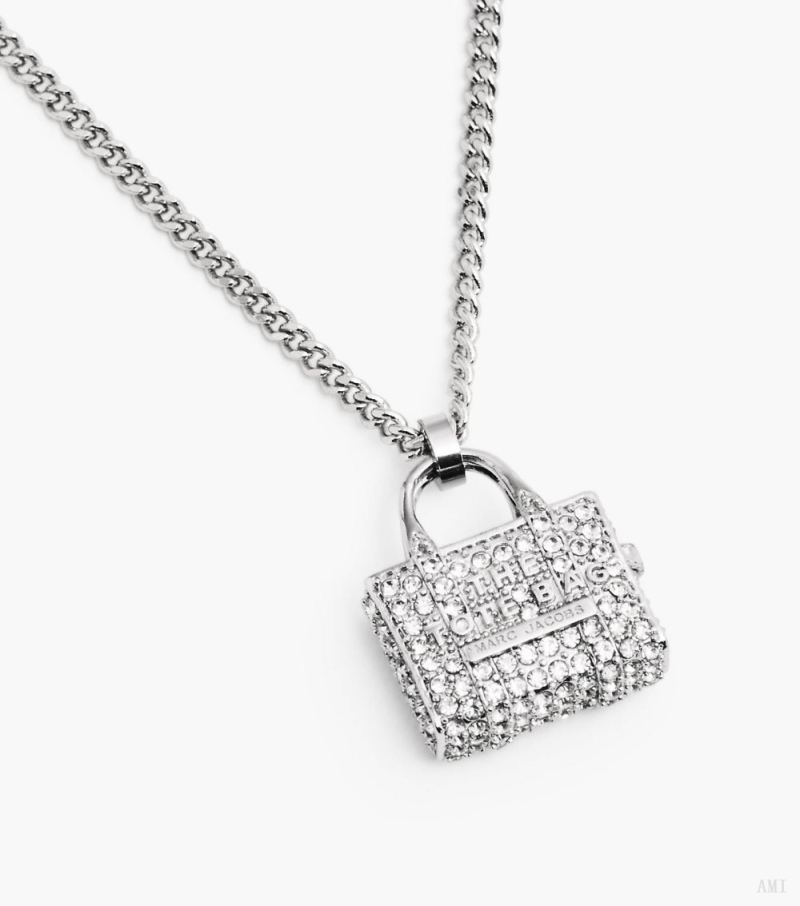 Marc Jacobs | The Pave Tote Bag Necklace - Silver/Crystal - Click Image to Close