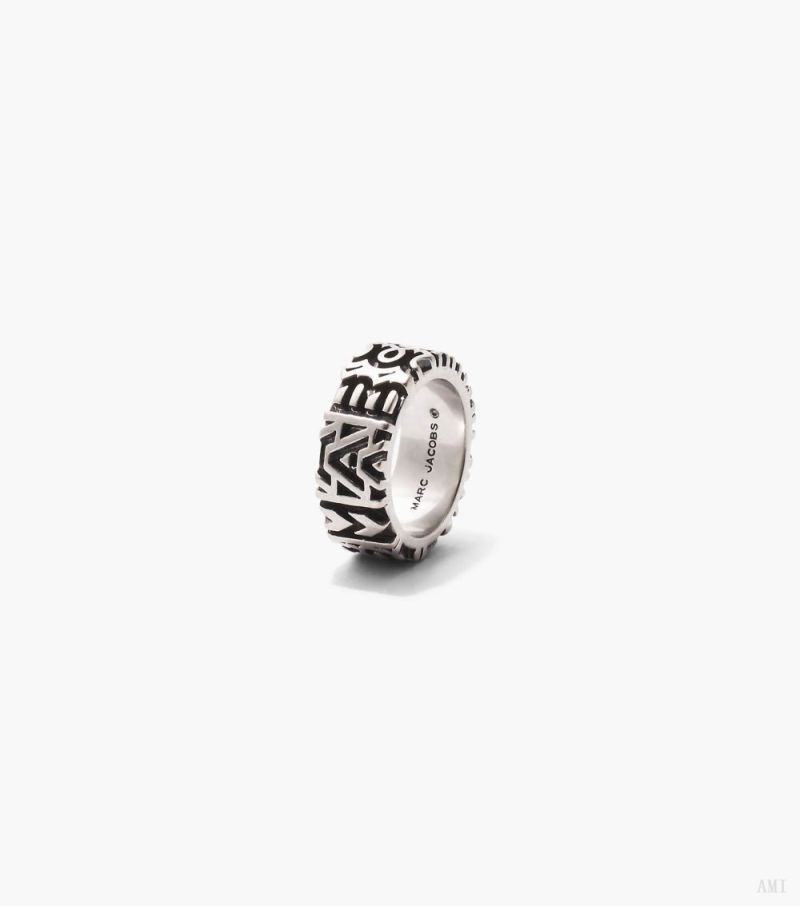 Marc Jacobs | The Monogram Engraved Ring - Aged Silver