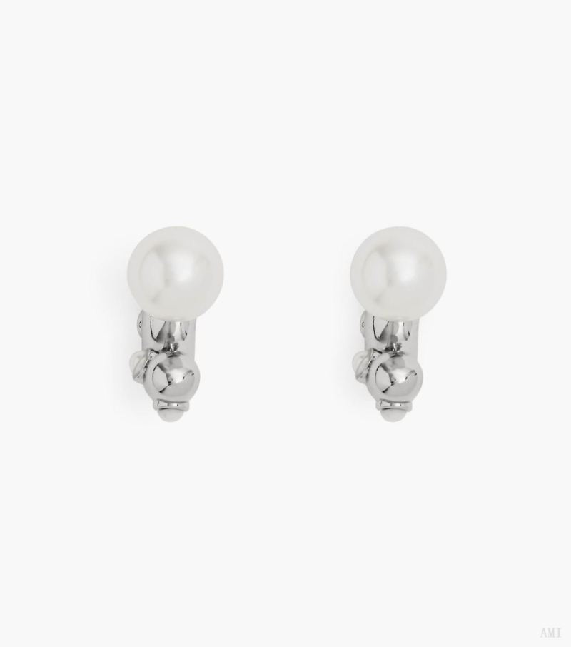 Marc Jacobs | The Pearl Dot Hoops - White/Silver