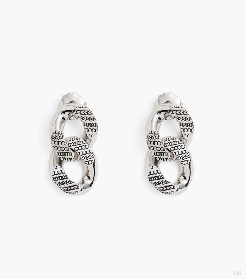 Marc Jacobs | The Monogram Chain Link Earrings - Light Antique Silver