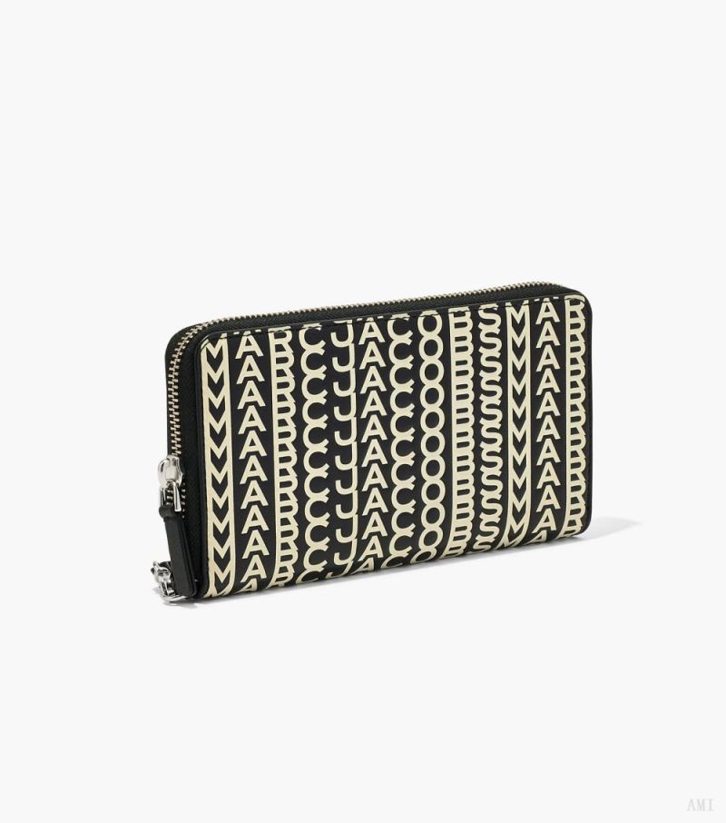 Marc Jacobs | The Monogram Leather Continental Wristlet Wallet - Black/White