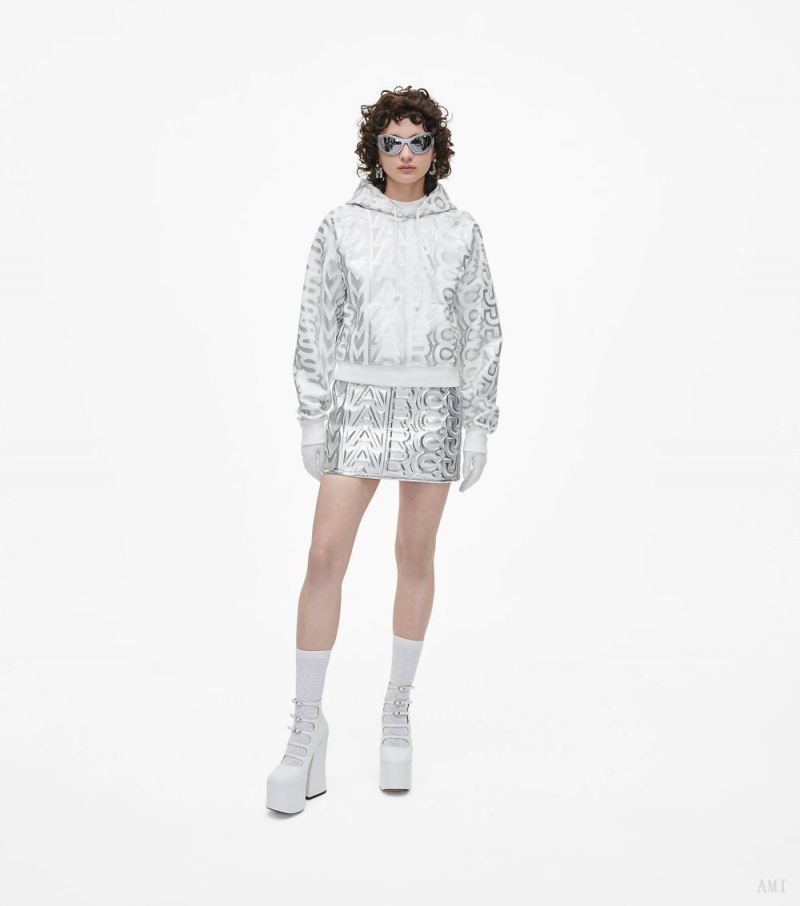 Marc Jacobs | The Monogram Crop Hoodie - Silver/Bright White