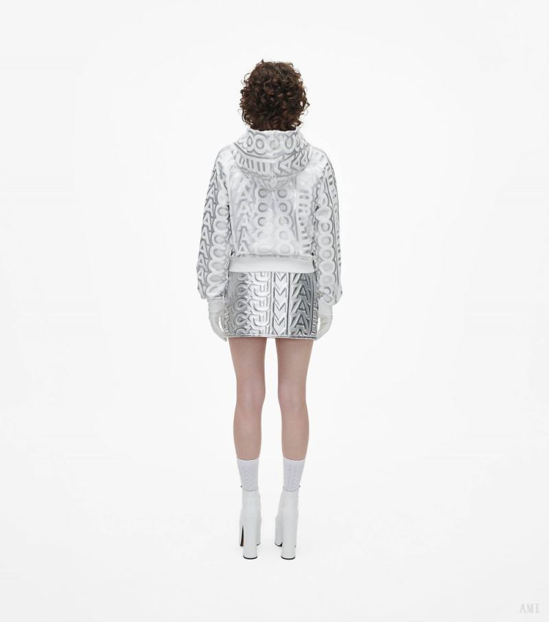 Marc Jacobs | The Monogram Crop Hoodie - Silver/Bright White