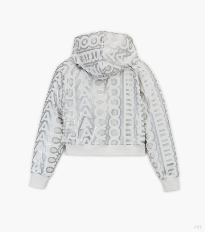 Marc Jacobs | The Monogram Crop Hoodie - Silver/Bright White