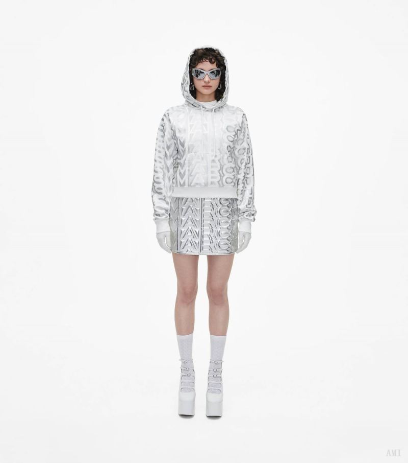 Marc Jacobs | The Monogram Crop Hoodie - Silver/Bright White