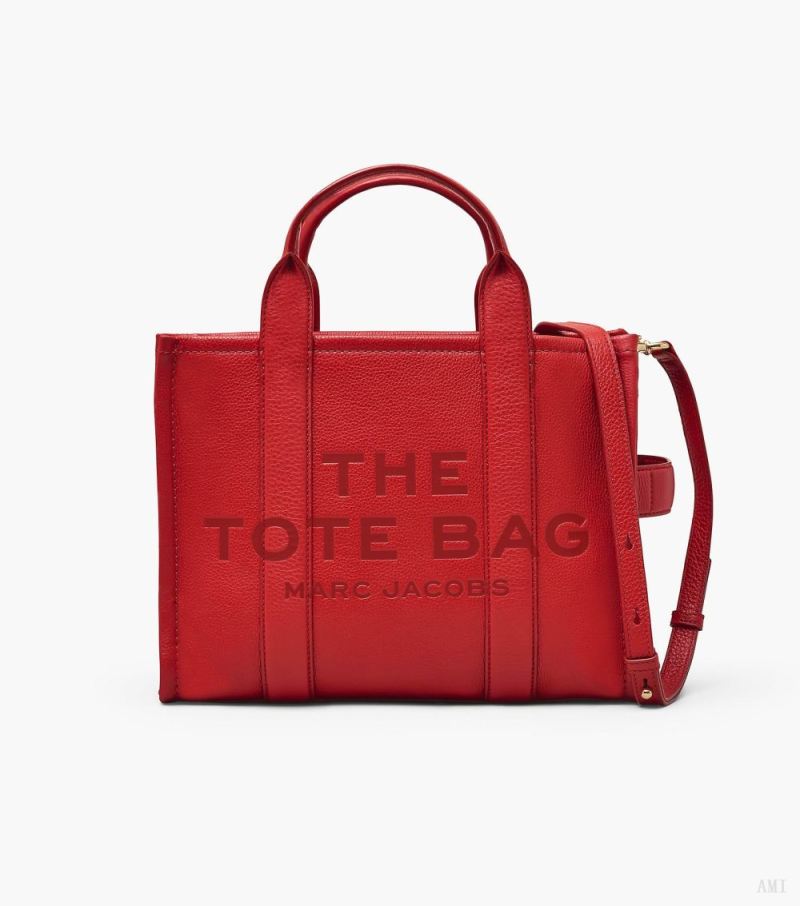 Marc Jacobs | The Leather Medium Tote Bag - True Red - Click Image to Close