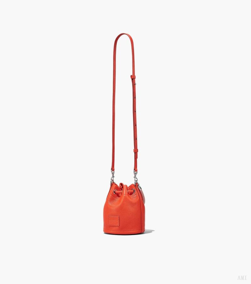 Marc Jacobs | The Leather Mini Bucket Bag - Electric Orange