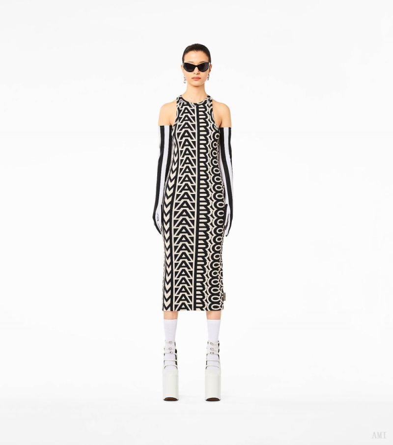 Marc Jacobs | The Monogram Racer Rib Dress - Black/Ivory