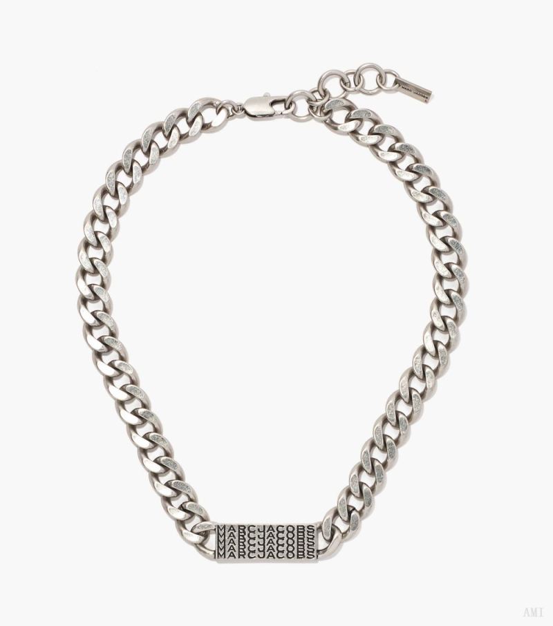 Marc Jacobs | The Barcode Monogram Id Chain Necklace - Aged Silver - Click Image to Close