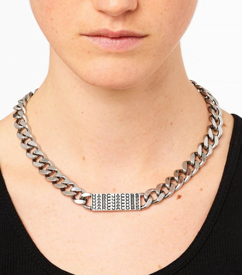 Marc Jacobs | The Barcode Monogram Id Chain Necklace - Aged Silver