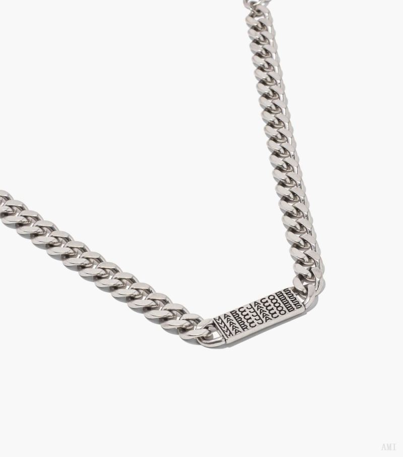 Marc Jacobs | The Barcode Monogram Id Chain Necklace - Aged Silver