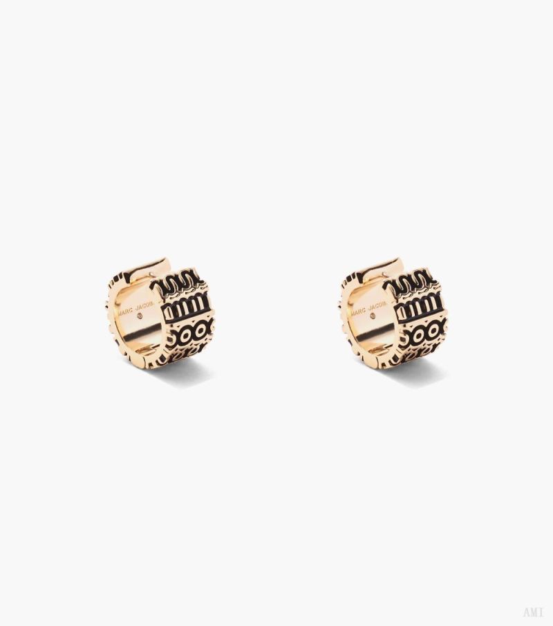 Marc Jacobs | The Monogram Engraved Hoops - Aged Gold