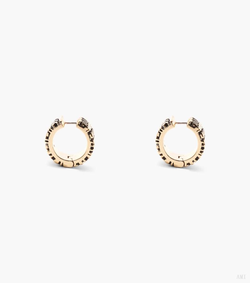 Marc Jacobs | The Monogram Engraved Hoops - Aged Gold