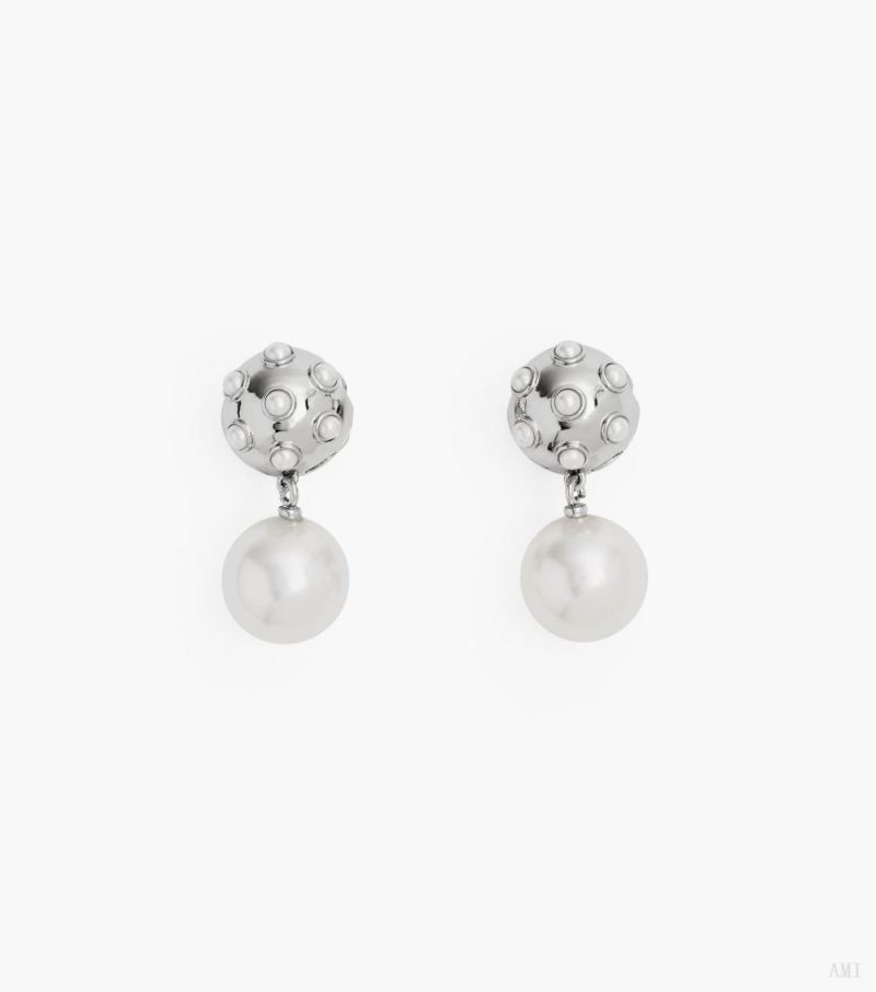 Marc Jacobs | The Pearl Dot Drop Earrings - White/Silver - Click Image to Close