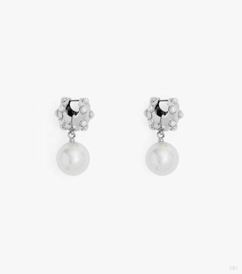 Marc Jacobs | The Pearl Dot Drop Earrings - White/Silver