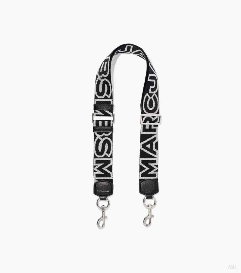 Marc Jacobs | The Outline Logo Webbing Strap - Black/Silver - Click Image to Close