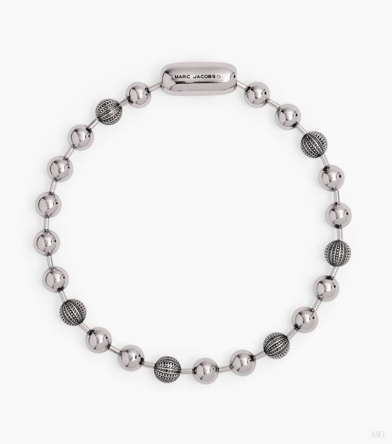 Marc Jacobs | The Monogram Ball Chain Necklace - Light Antique Silver - Click Image to Close