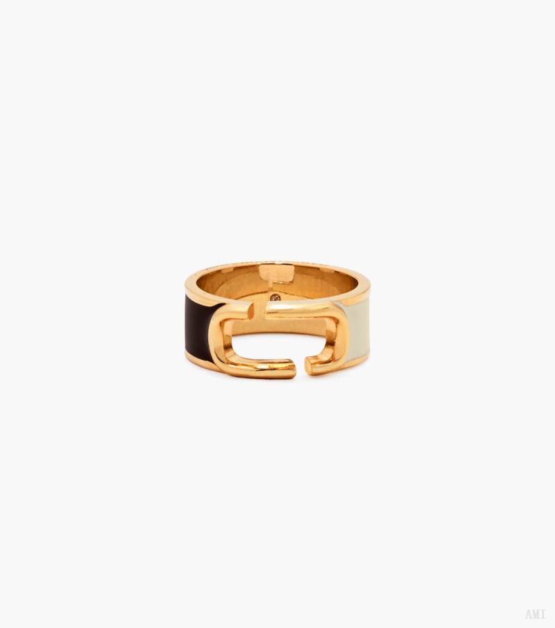 Marc Jacobs | The J Marc Colorblock Ring - Black Multi/Gold - Click Image to Close