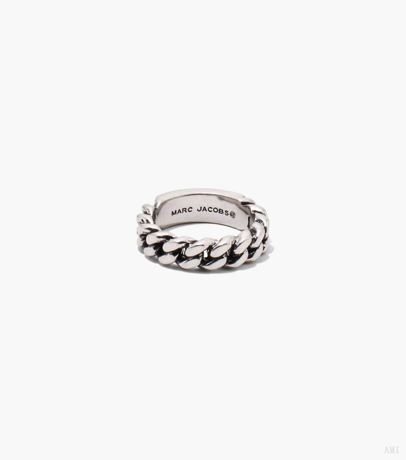 Marc Jacobs | The Barcode Monogram Id Chain Ring - Aged Silver