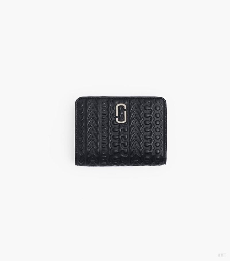 Marc Jacobs | The Monogram Debossed J Marc Mini Compact Wallet - Black - Click Image to Close