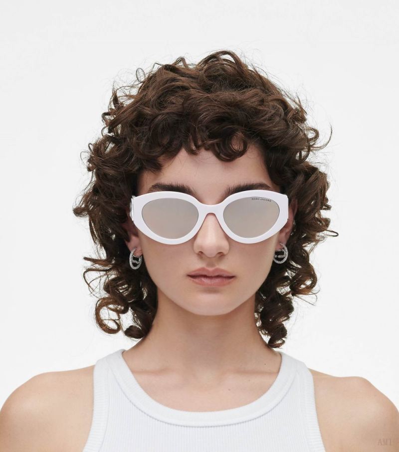 Marc Jacobs | The Oval Mirrored Sunglasses - White/Grey