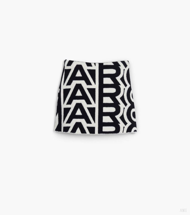 Marc Jacobs | The Flock Monogram Mini Skirt - Black/Ivory