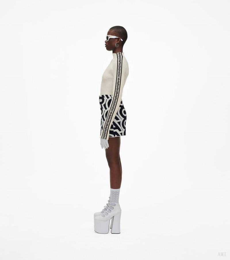 Marc Jacobs | The Flock Monogram Mini Skirt - Black/Ivory