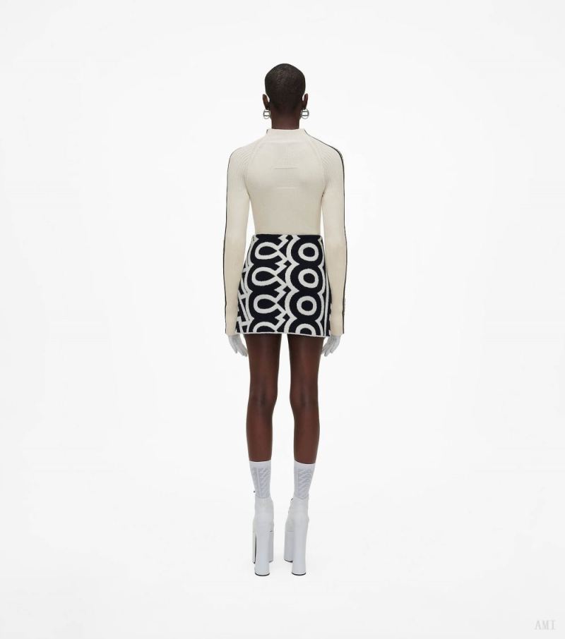 Marc Jacobs | The Flock Monogram Mini Skirt - Black/Ivory