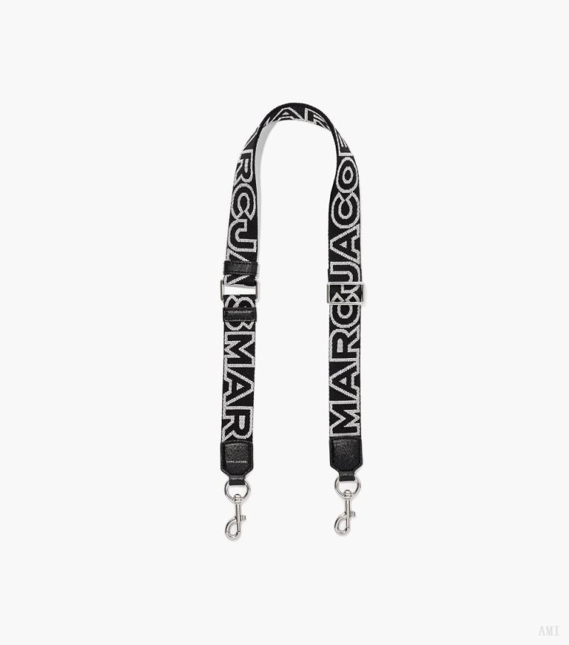 Marc Jacobs | The Thin Outline Logo Webbing Strap - Black/Silver - Click Image to Close